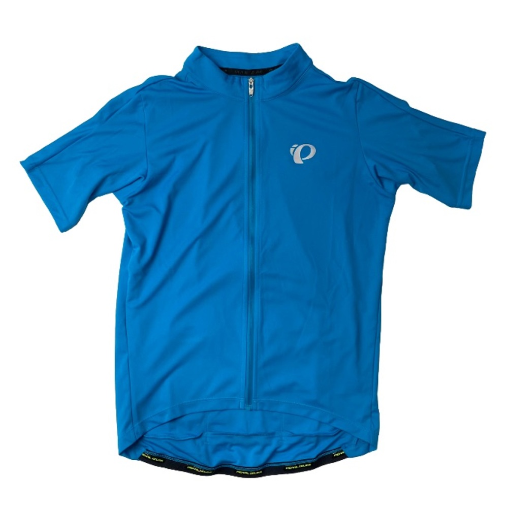 Pearl Izumi cycling jersey top blue zip short sleeve back pockets size large